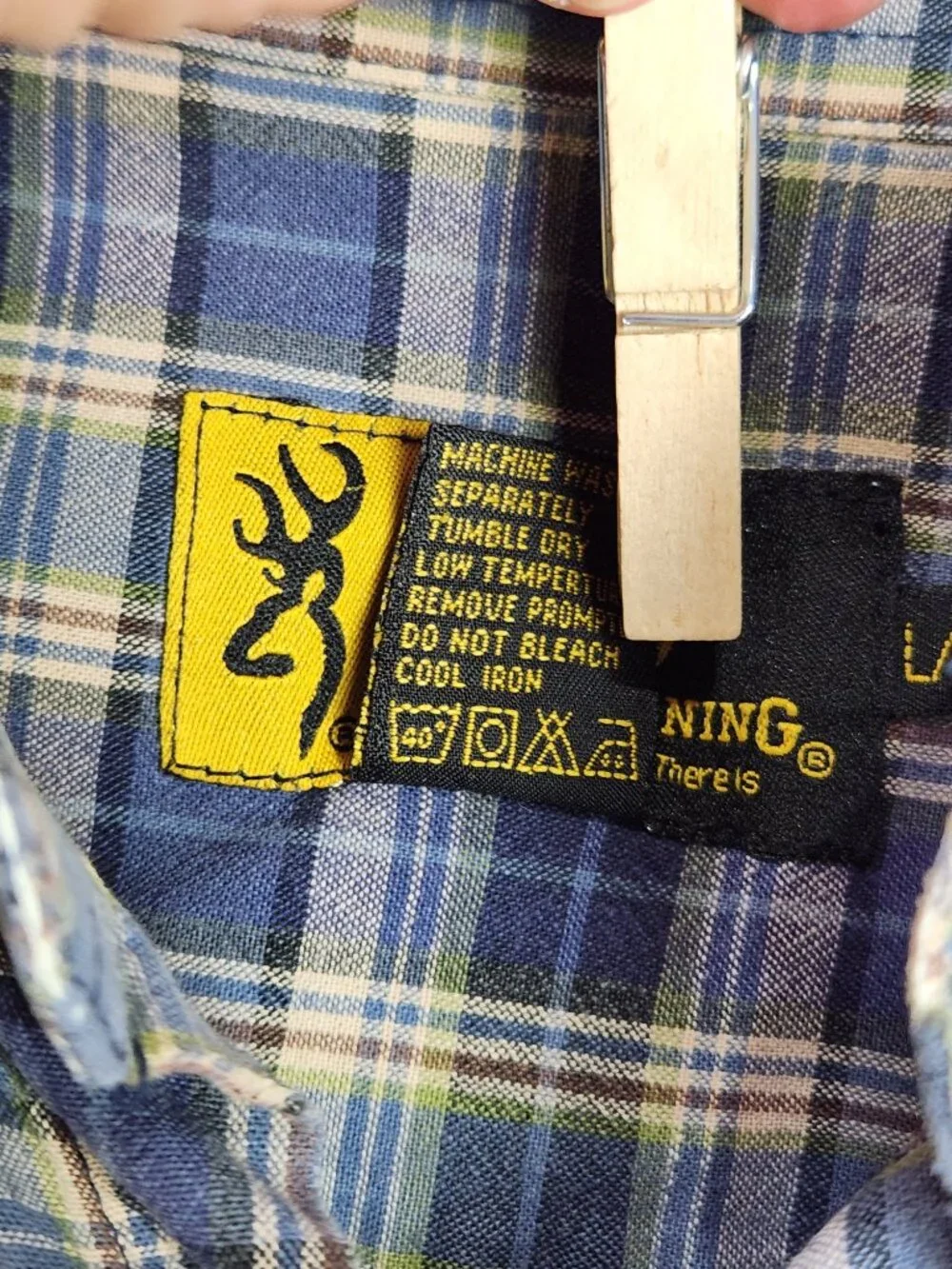 Browning Button Up Shirt Men's L Long Sleeve Blue Plaid Outdoor Casual - Picture 6 of 6